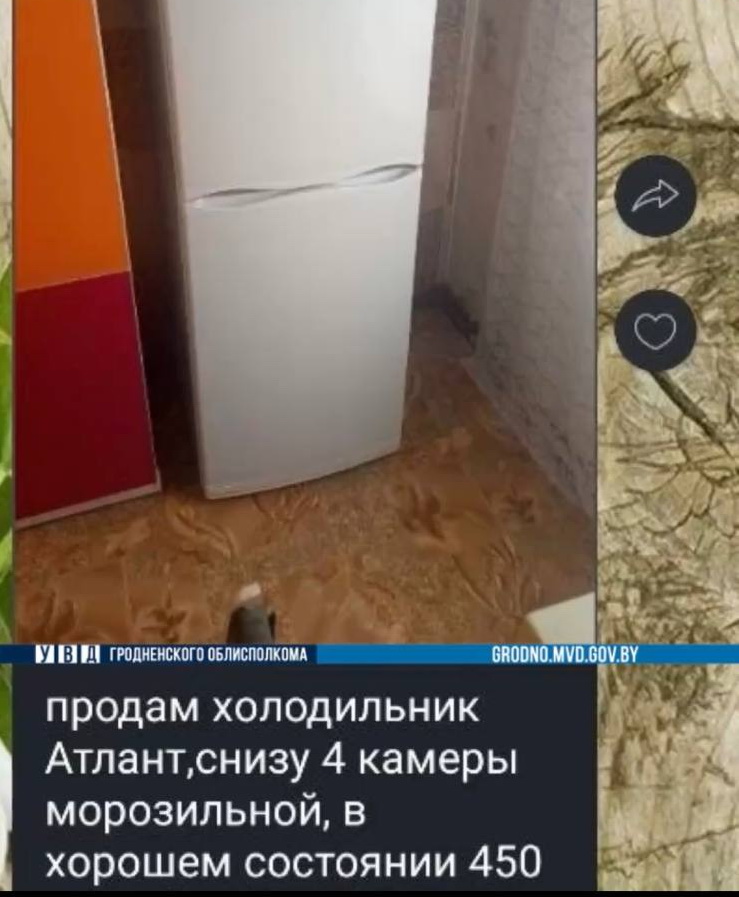 Хотел продать ворованный холодильник. В Берестовицком районе раскрыта кража из частного дома